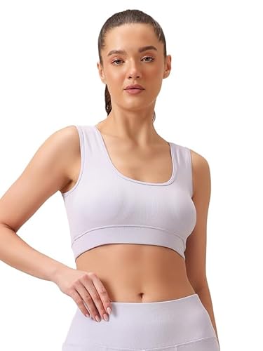 Clovia Women’s Medium-Impact Ribbed Sports Bra – Removable Cups, Supportive & Stylish
